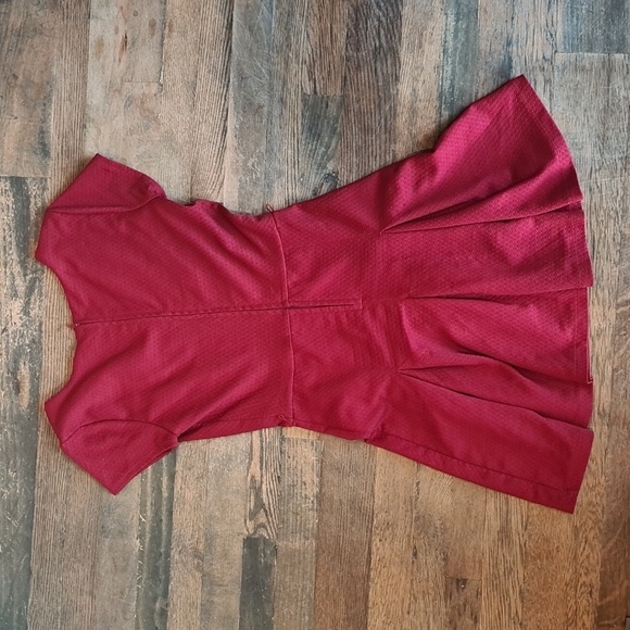 Red Mini Dress with Golden Bow Belt - Picture 2 of 4